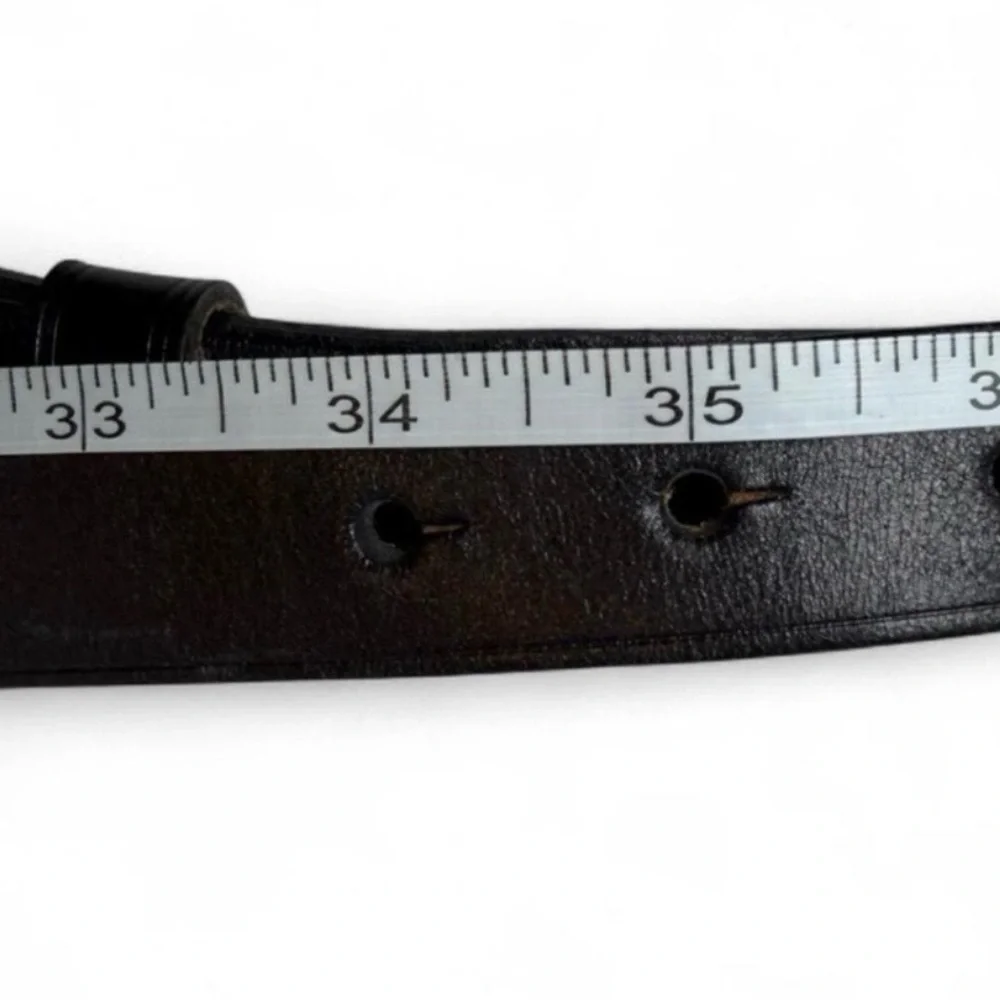 Ralph Lauren Women’s Classic Black Leather Belt with Silver Ring Buckle Medium